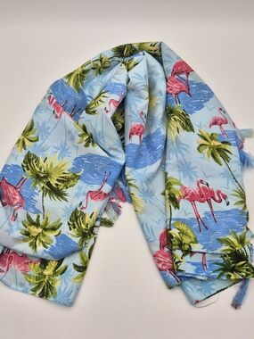 Five Parrots Light Blue Flamingo Print Scarf & Wrap - Tropical Women's Accessory